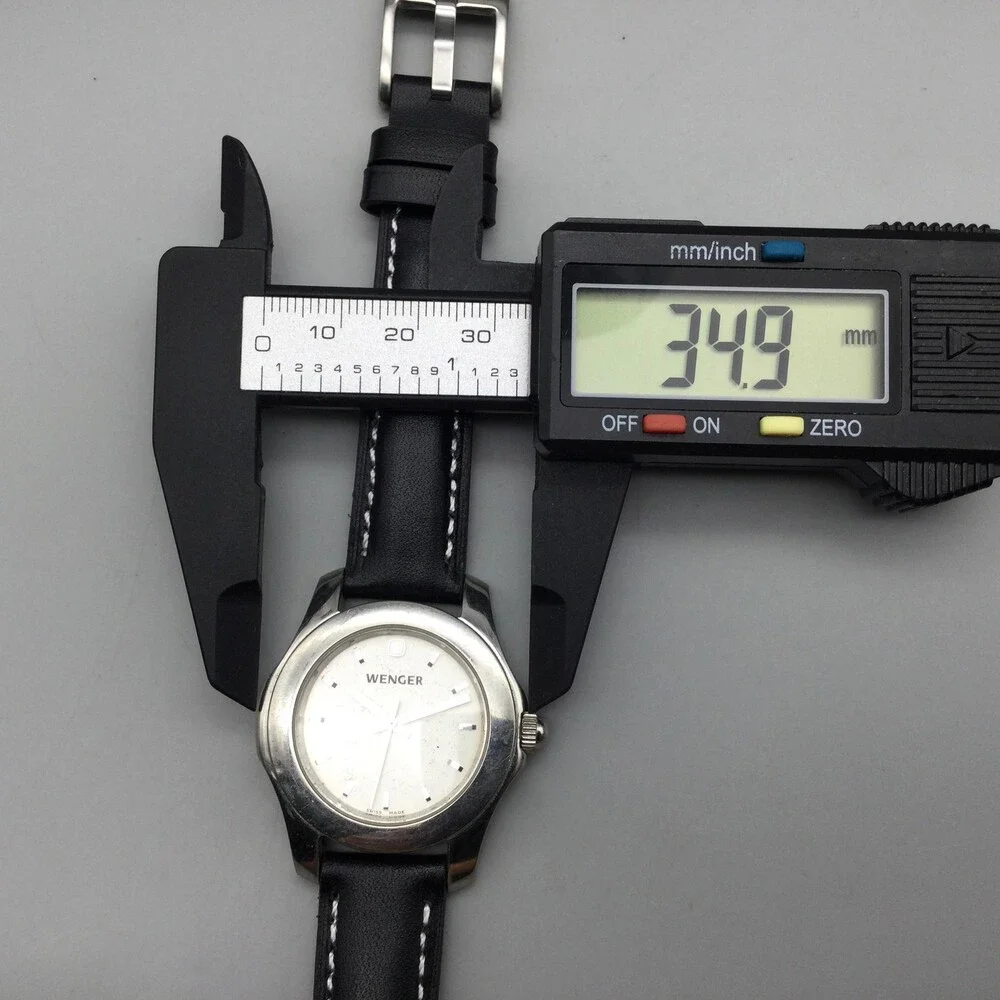 Wenger S.A.K. Design Womens Watch 35mm Silver Tone Date Leather New Battery